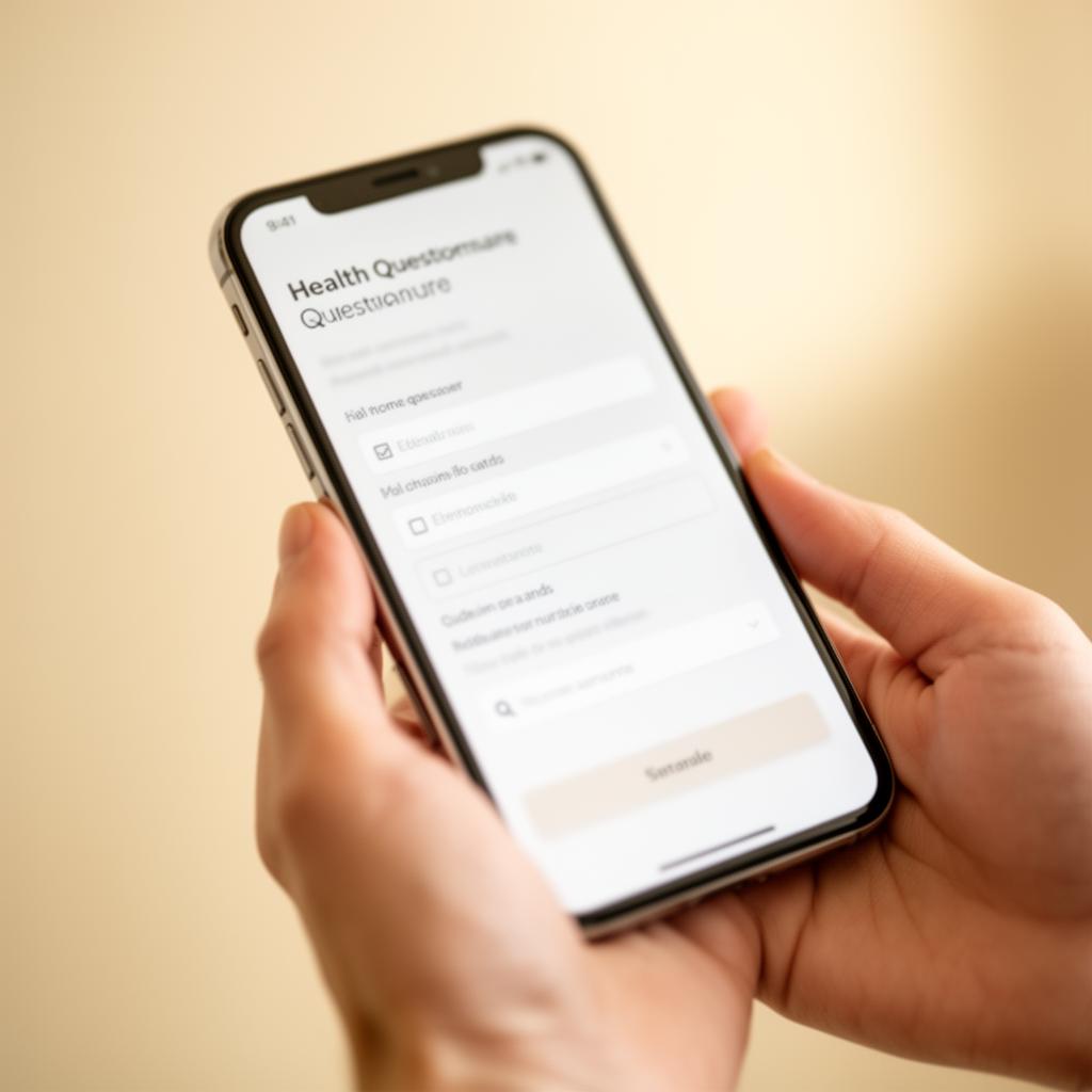 Patient filling out the Orvion health assessment on a smartphone