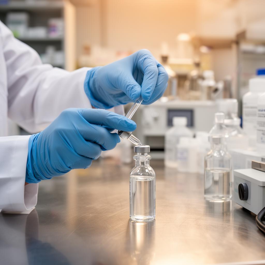 Pharmacist compounding a personalised medication in a UAE GMP pharmacy