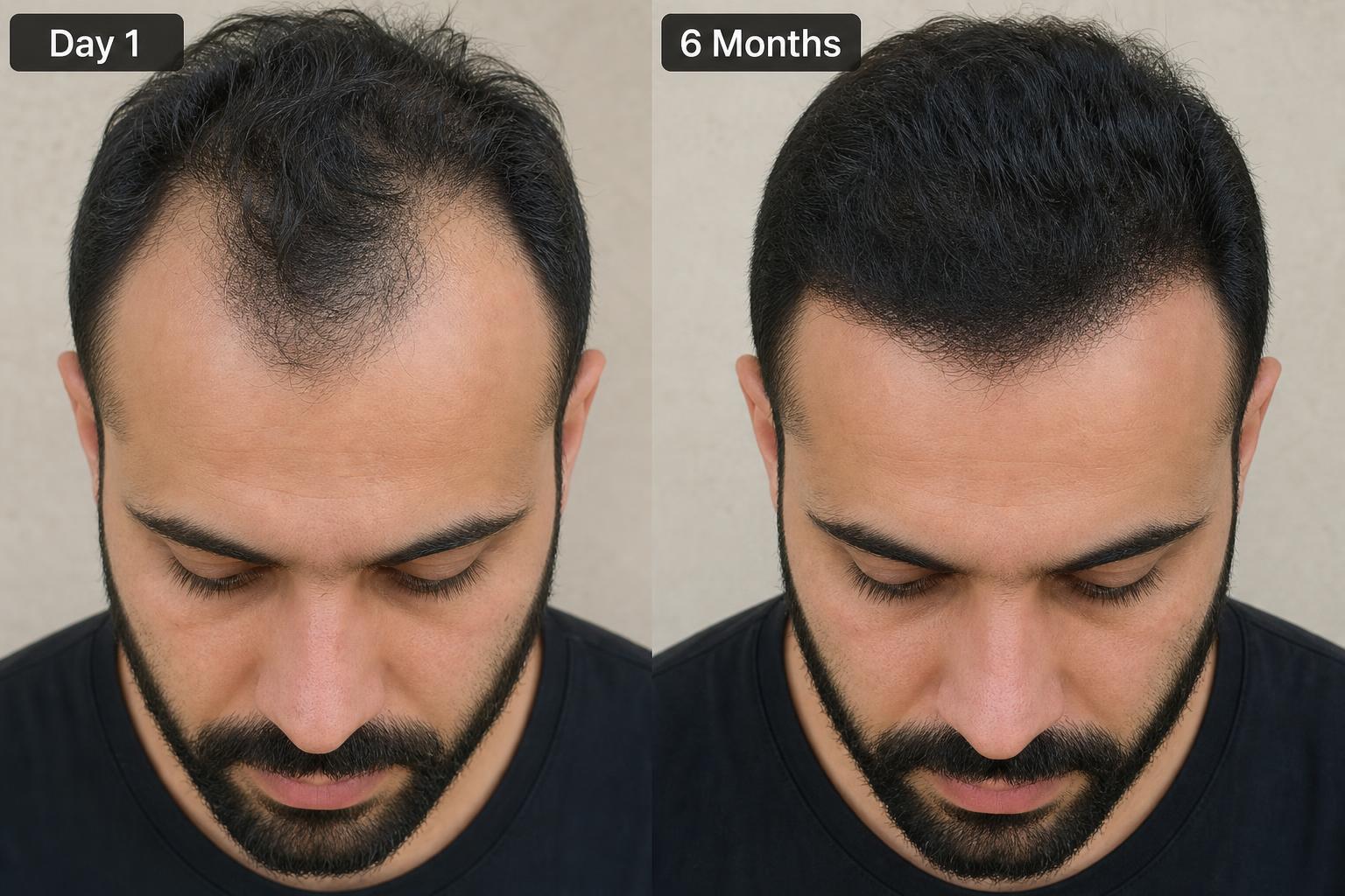 Yusuf, Dubai, hair regrowth at 6 Months